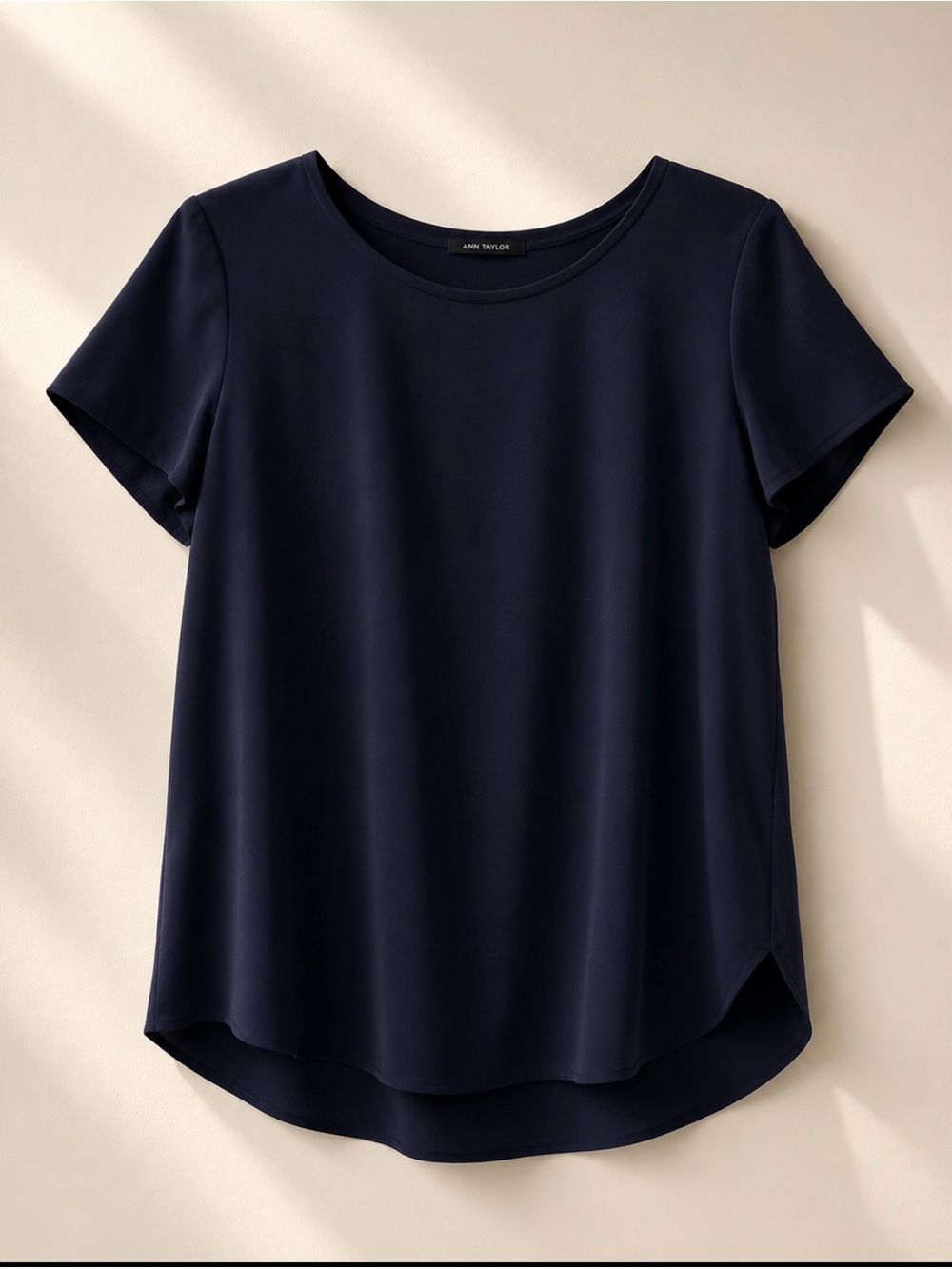 Classic Ann Taylor Navy Short Sleeve Women's Blouse